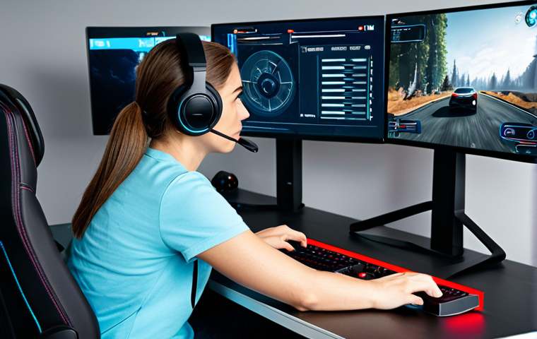 A focused adult gamer, wearing modest and comfortable casual attire, sitting professionally at a sleek gaming desk in a modern, well-organized gaming room. Their eyes are intently fixed on a large monitor displaying a customizable first-person shooter (FPS) game interface. The screen showcases an example of an optimized HUD (Heads-Up Display) with clear, strategically placed elements like a sharp, static crosshair, a prominent health bar, and an easily visible minimap, demonstrating a clean and efficient layout. The gamer's hands are resting on a keyboard and mouse, indicating thoughtful adjustment. The overall scene emphasizes concentration and high performance. perfect anatomy, correct proportions, natural pose, well-formed hands, proper finger count, natural body proportions, professional photography, high quality, safe for work, appropriate content, fully clothed, family-friendly.